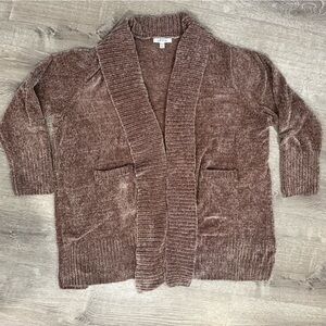 Orvis Brown Chenille Cardigan with front pockets size XXL